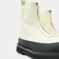 Femme Neous Bottines^Boots en Cuir Zip écrues