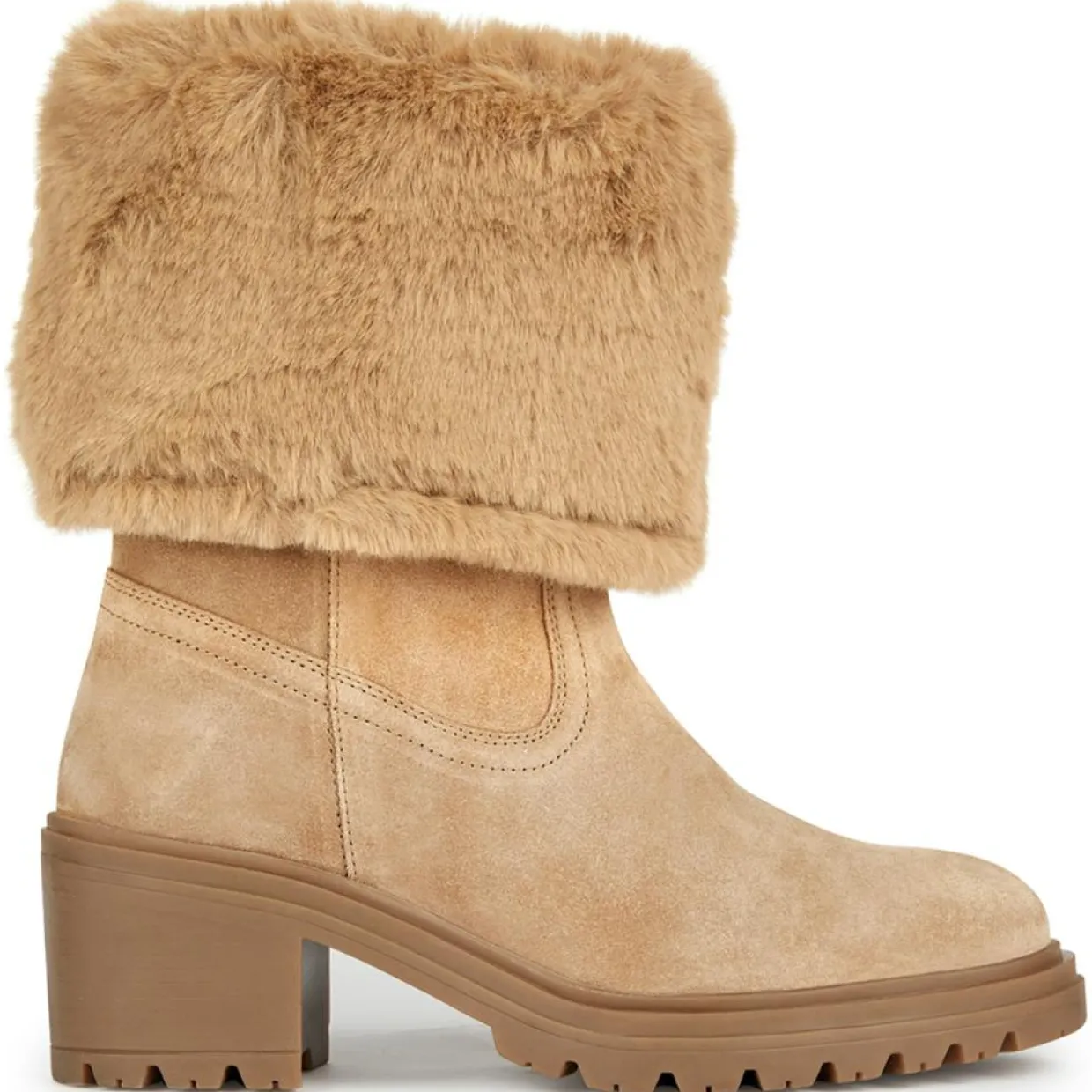 Boots en Velours de Cuir Damiana toffee/beige - Talon 6.5 cm-Geox Best