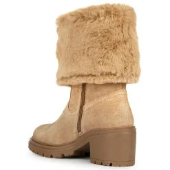 Boots en Velours de Cuir Damiana toffee/beige - Talon 6.5 cm-Geox Best