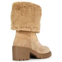 Boots en Velours de Cuir Damiana toffee/beige - Talon 6.5 cm-Geox Best