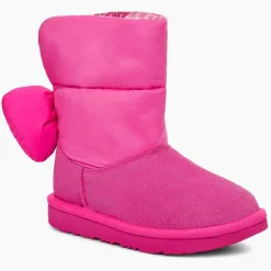 Enfant Ugg Bébé^Boots en Velours de Cuir & Nylon Bailey Bow Maxi rose