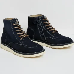 Boots en Velours de Cuir bleu nuit-Cyrillus Outlet