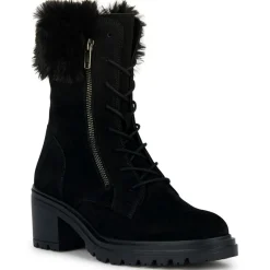 Boots en Velours de Cuir Damiana noires - Talon 6.5 cm-Geox Sale
