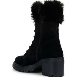 Boots en Velours de Cuir Damiana noires - Talon 6.5 cm-Geox Sale