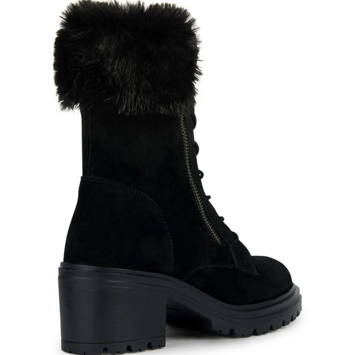 Boots en Velours de Cuir Damiana noires - Talon 6.5 cm-Geox Sale