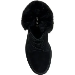 Boots en Velours de Cuir Damiana noires - Talon 6.5 cm-Geox Sale