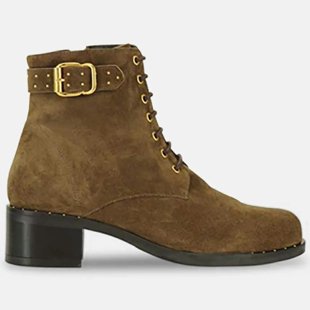 Femme Minelli Bottines^Boots en Velours de Cuir Julie marron