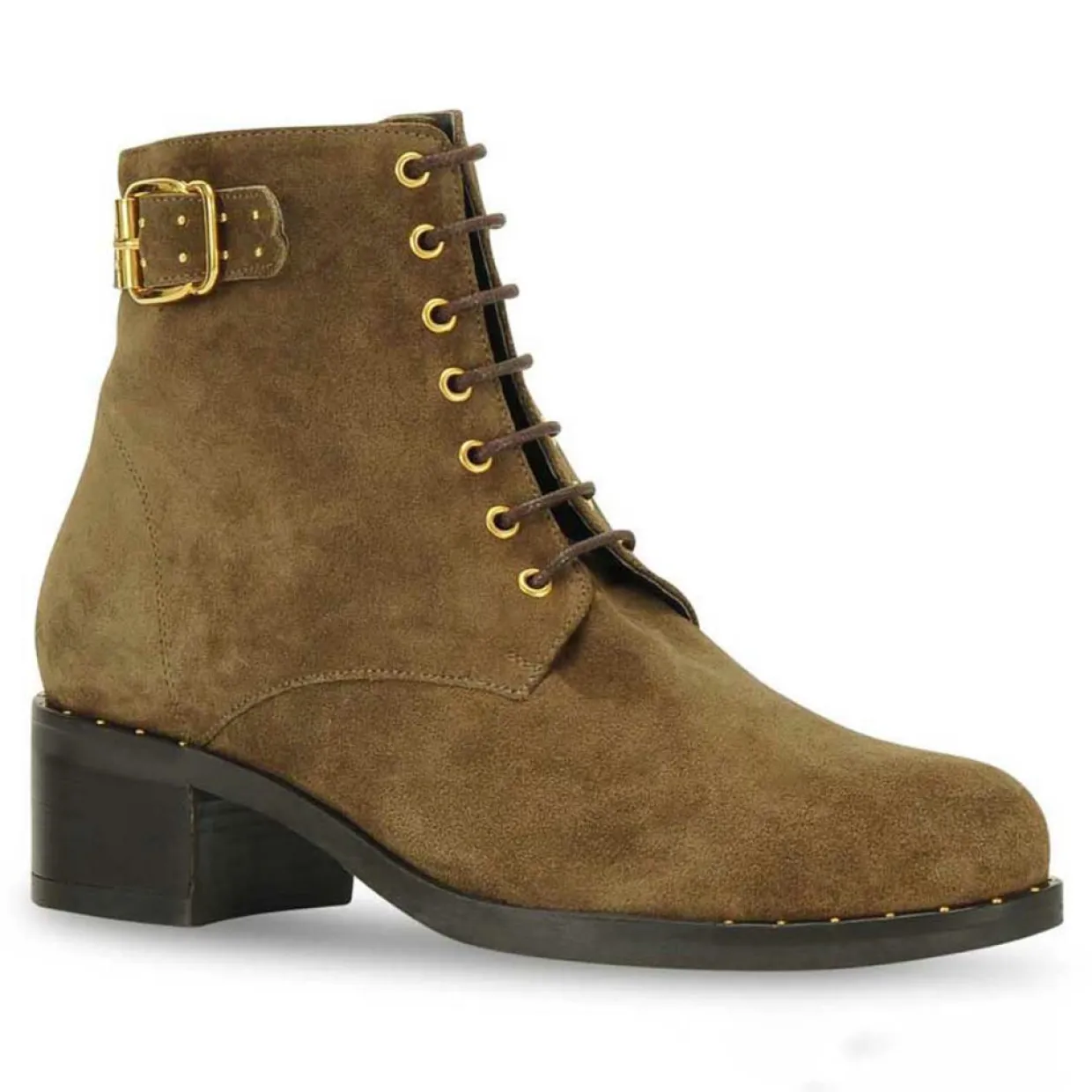 Femme Minelli Bottines^Boots en Velours de Cuir Julie marron