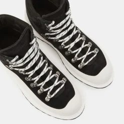 Boots en Velours de Cuir Roccia noir/blanc-Diemme Clearance