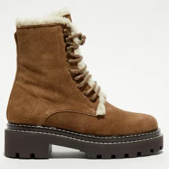 Boots fourrée lacets camel - Talon 5 cm-Galeries Lafayette Sale