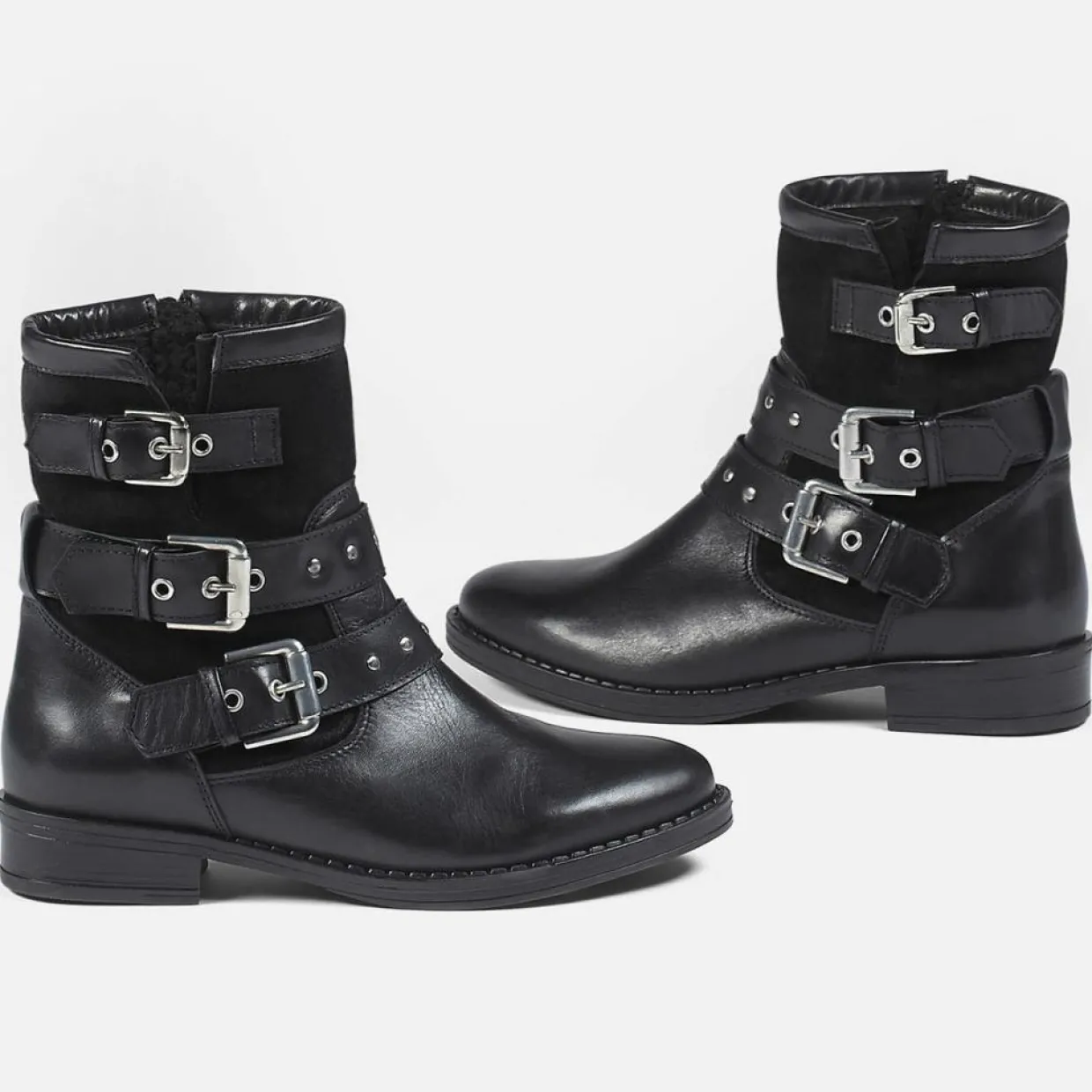 Femme Cosmoparis Bottines^Boots fourrées en Cuir et Velours de Cuir Fitelo noires