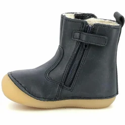 Enfant Kickers Bébé^Boots fourrées en Cuir Socool marine