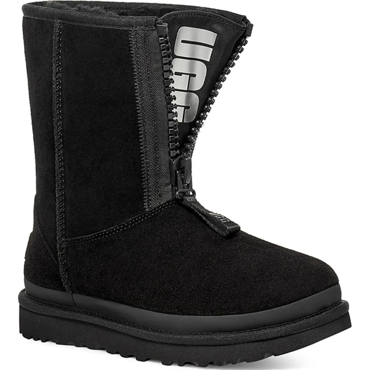 Boots fourrées en Velours de Cuir Classic Short Zipper noires-Ugg Sale