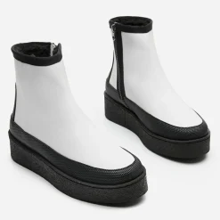 Femme Flattered Bottines^Boots fourrées Laine en Cuir Aria blanches