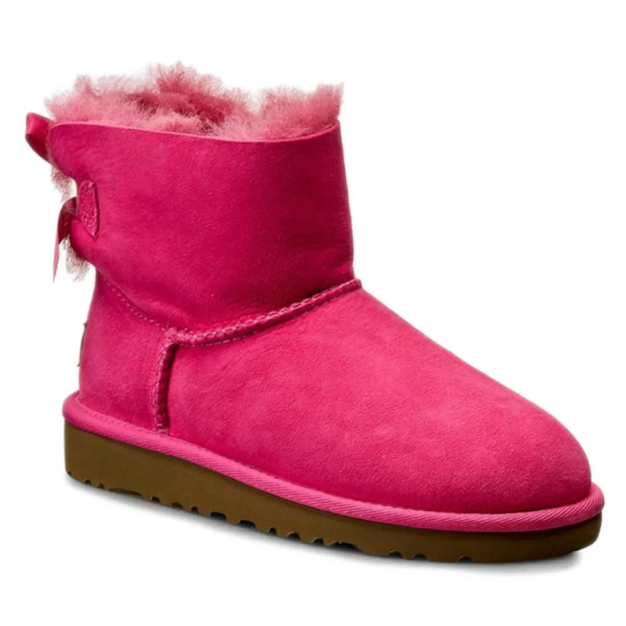 Enfant Ugg Bébé^Boots fourrées Laine en Velours de Cuir Mini Bailey Bow fuchsia