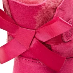 Enfant Ugg Bébé^Boots fourrées Laine en Velours de Cuir Mini Bailey Bow fuchsia
