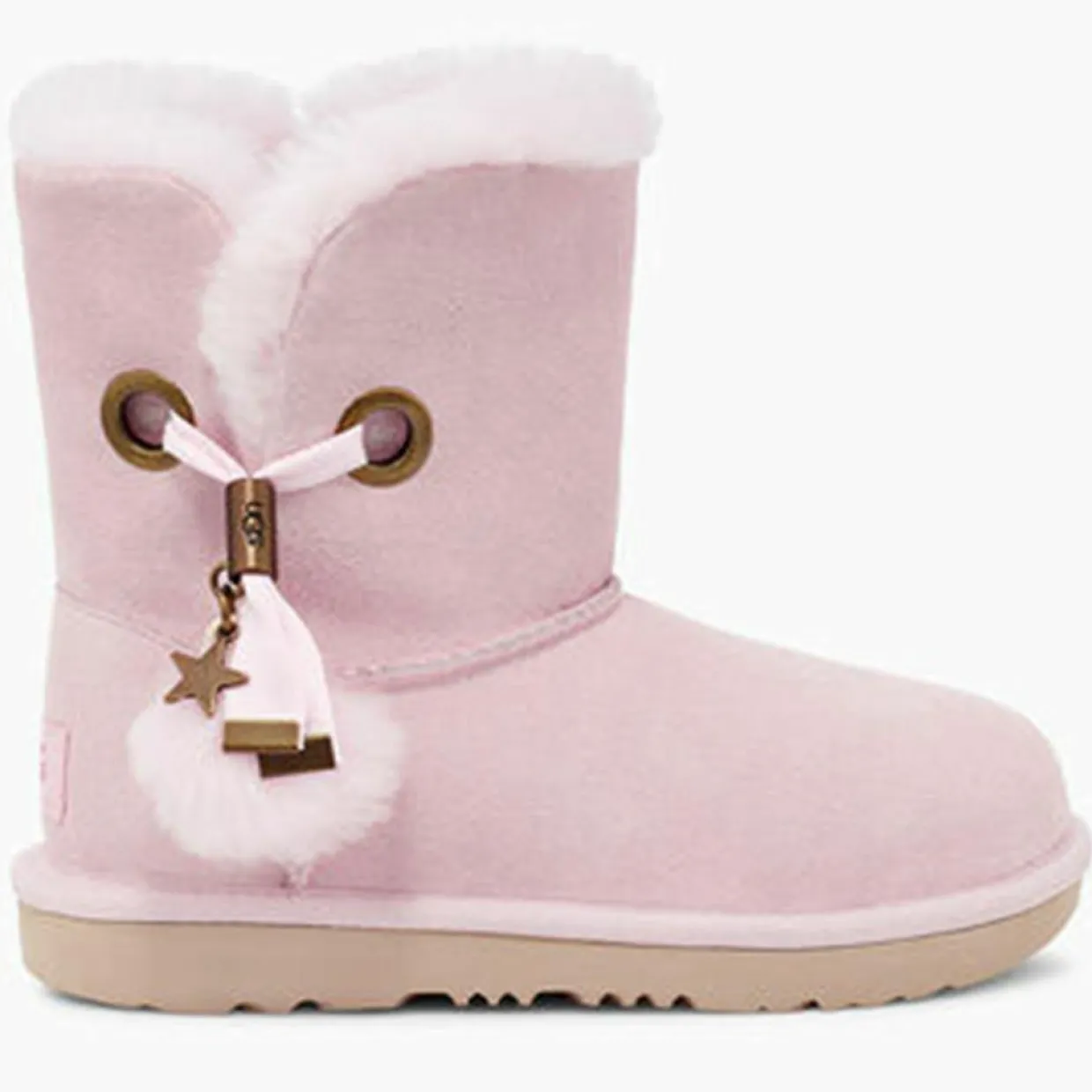 Enfant Ugg Fille^Boots fourrées Laine en Velours de Ciir Irina Star Charm roses