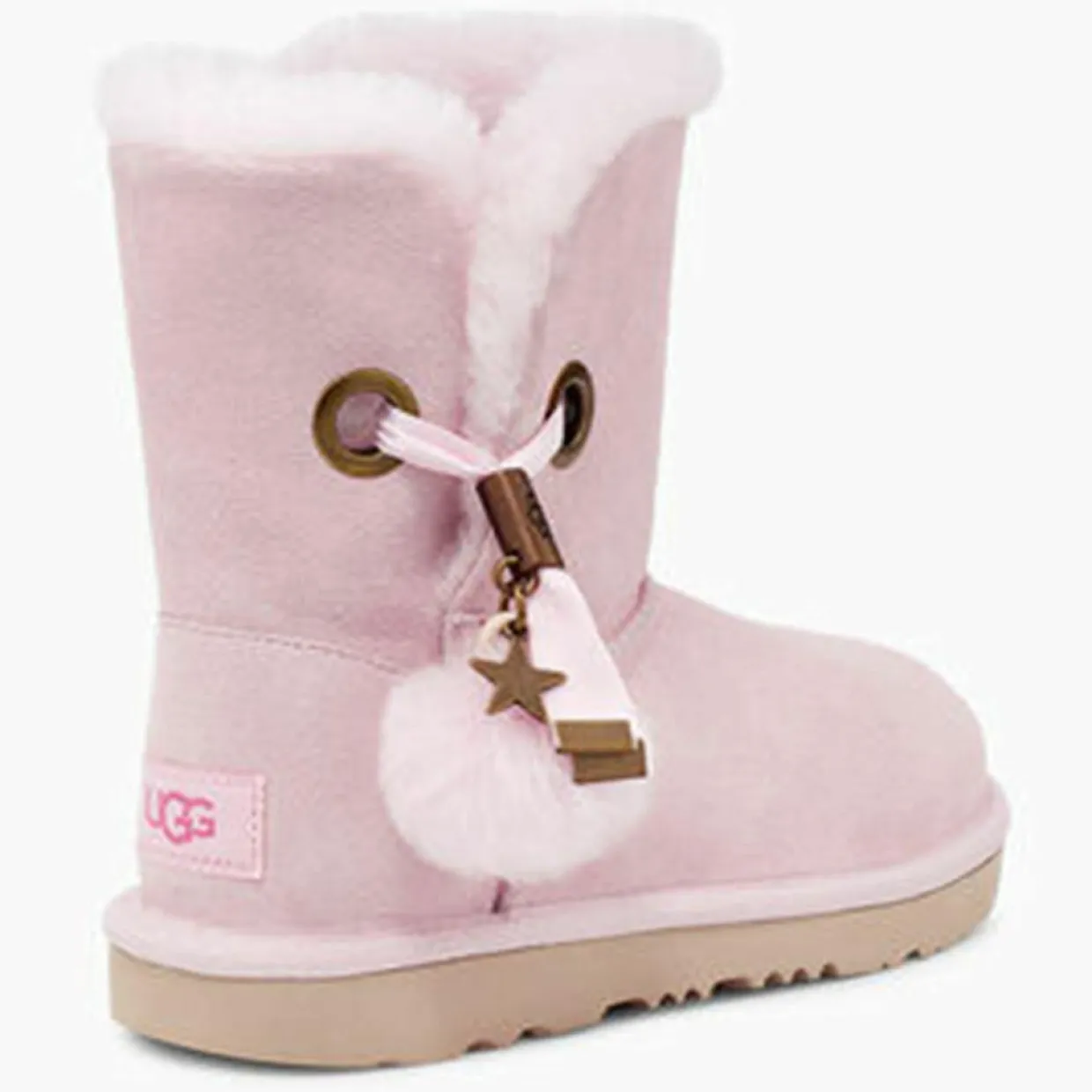 Enfant Ugg Fille^Boots fourrées Laine en Velours de Ciir Irina Star Charm roses