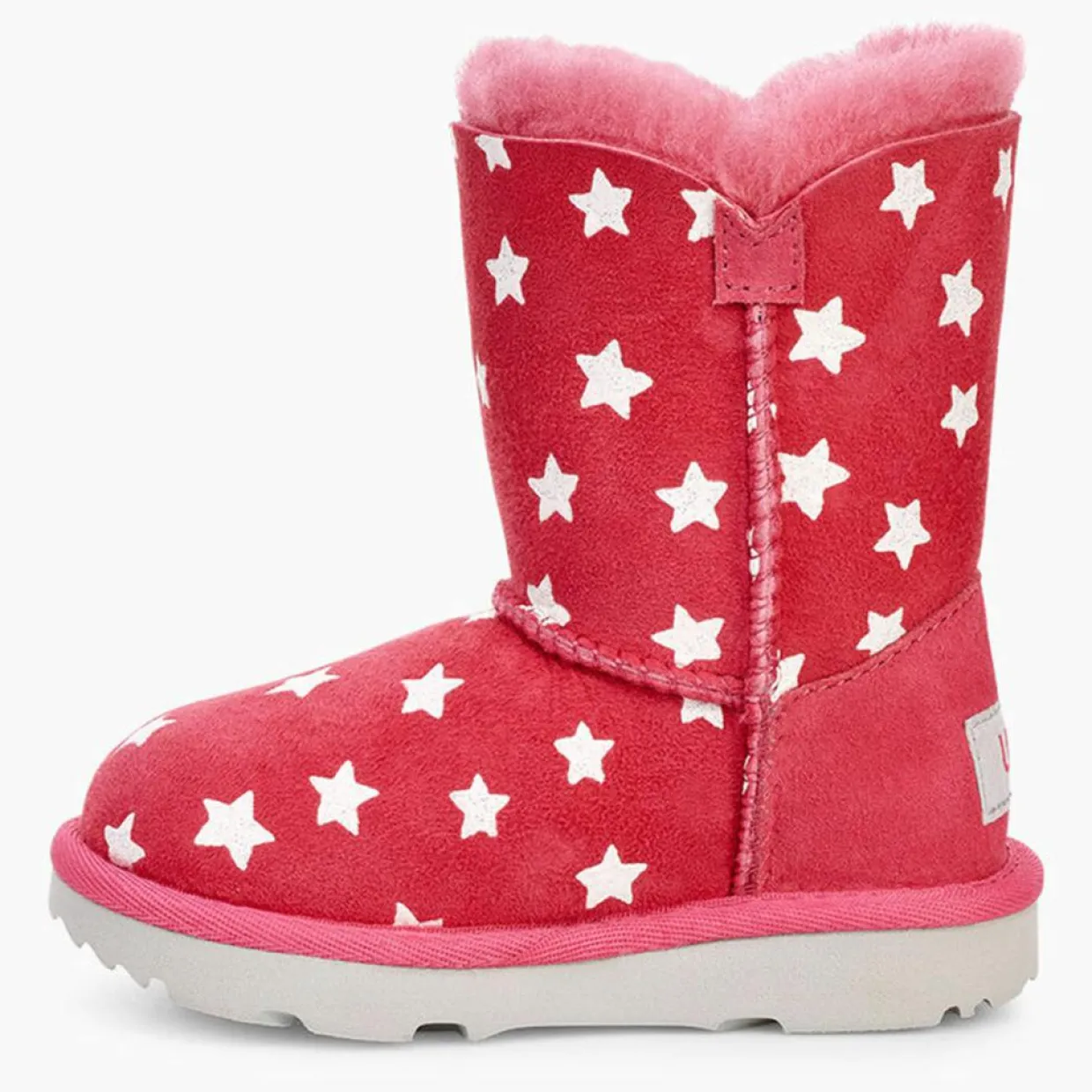 Enfant Ugg Bébé^Boots fourrées Laine en Velours de cuir Bailey Button Starlight roses