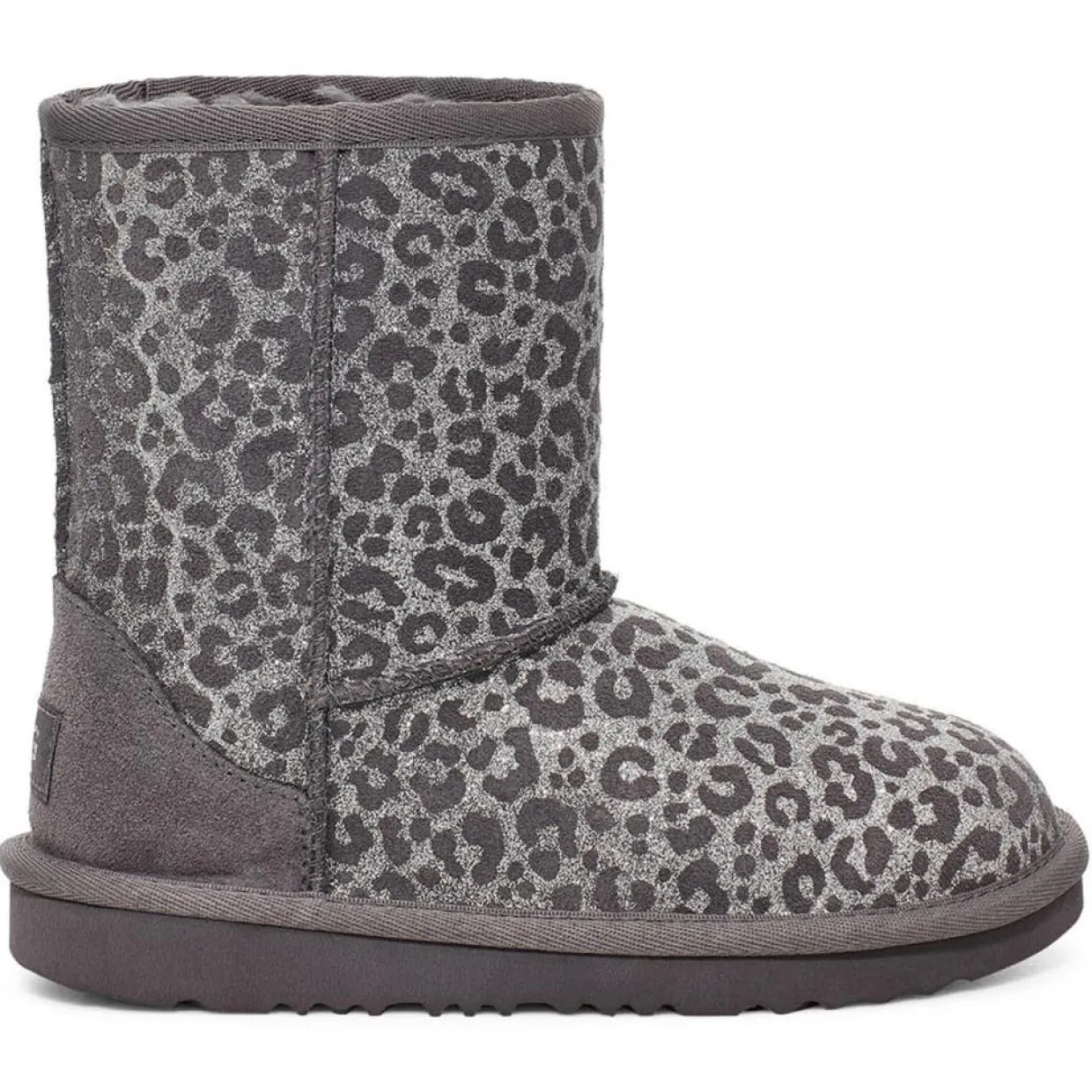 Boots fourrées Laine en Velours de Cuir Classic II Glitter Léopard grises-Ugg Online