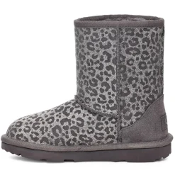 Boots fourrées Laine en Velours de Cuir Classic II Glitter Léopard grises-Ugg Online