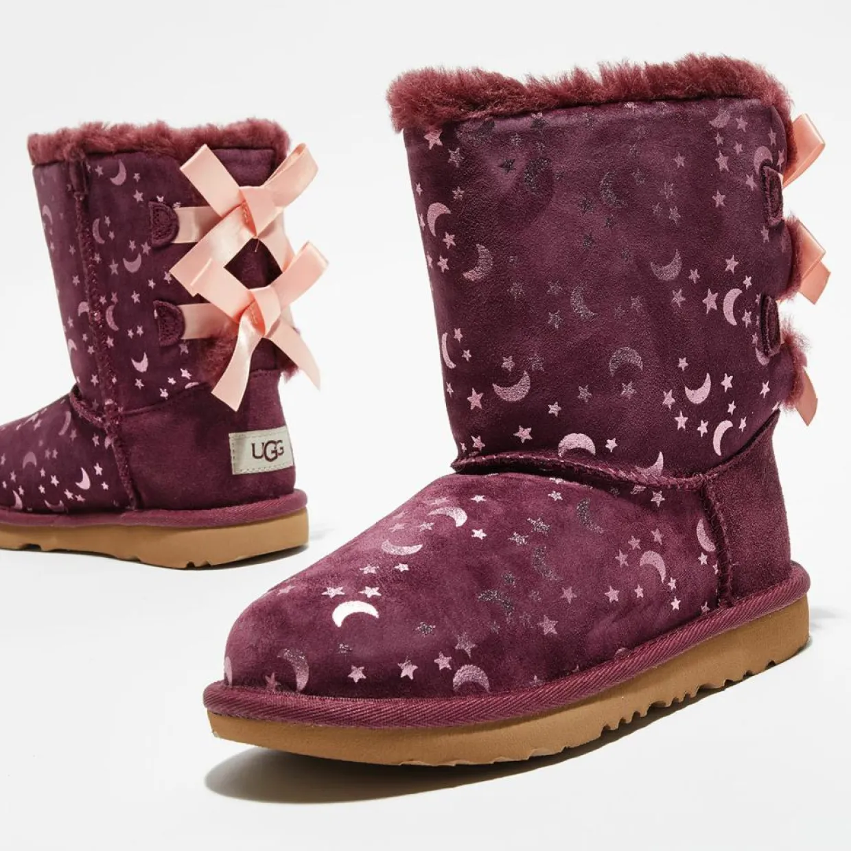 Boots fourrées Laine en Velours de cuir Bailey BoMoon and Stars violettes-Ugg Online