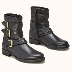 Femme Cosmoparis Bottines^Boots motardes en Cuir Futille noires