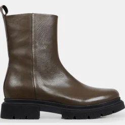 Femme Galeries Lafayette Bottines^Boots Pendra en Cuir lisse vert kaki