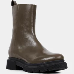 Femme Galeries Lafayette Bottines^Boots Pendra en Cuir lisse vert kaki