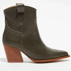 Boots santiags en Cuir Lila kaki - Talon 7,5 cm-Apologie Clearance