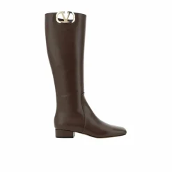 Bottes en cuir à logo marron-Valentino Garavani Hot