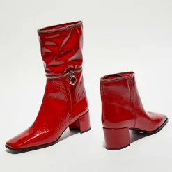 Bottes en Cuir Billi à multiples zips bordeaux - Talon 5 cm-Free Lance Best
