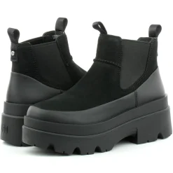 Femme Ugg Bottines^Bottes en Cuir Brisbane Chelsea noires - Talon 6.3 cm