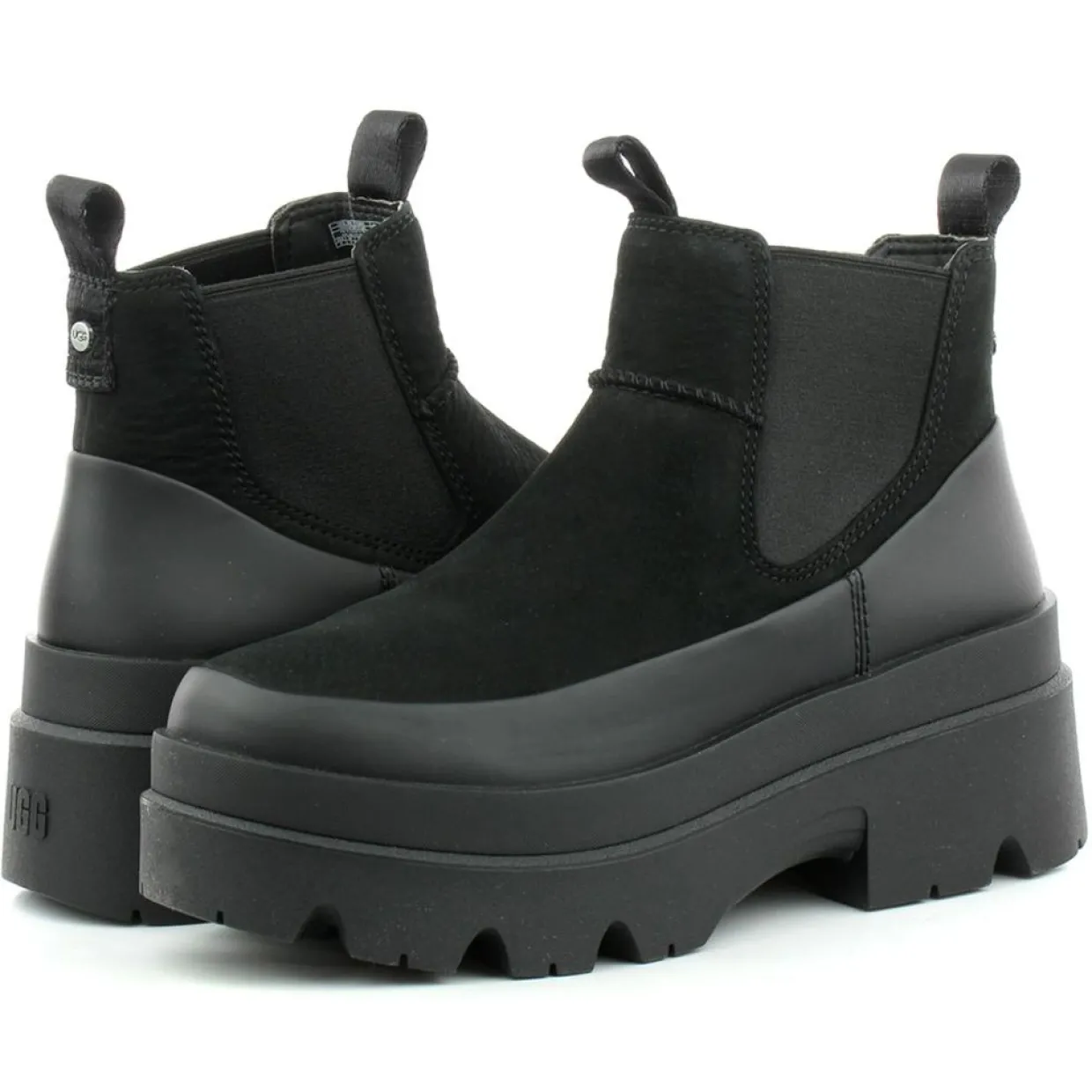 Femme Ugg Bottines^Bottes en Cuir Brisbane Chelsea noires - Talon 6.3 cm