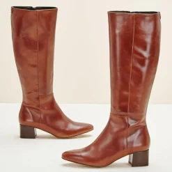 Bottes en Cuir Carlotine Cognac-Cosmoparis