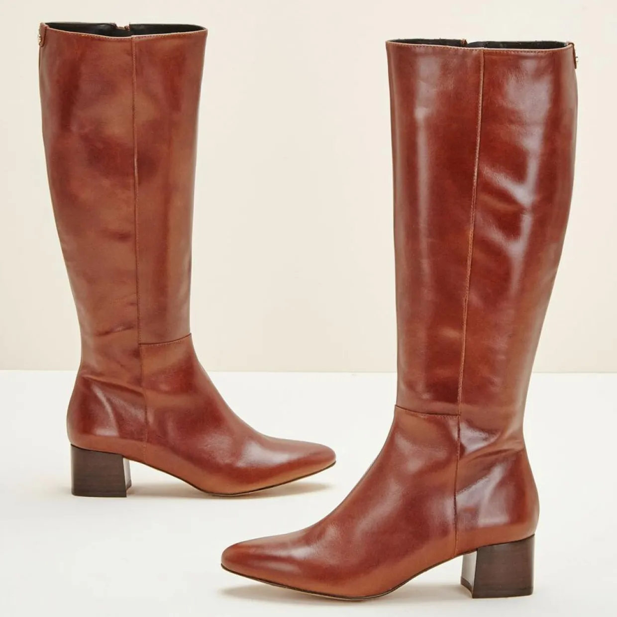 Bottes en Cuir Carlotine Cognac-Cosmoparis