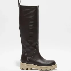 Bottes en Cuir Luna marron foncé-Flattered Sale