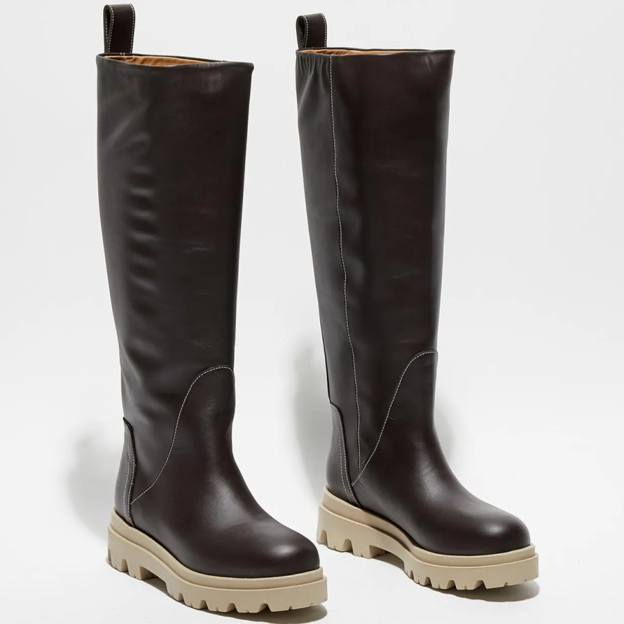 Bottes en Cuir Luna marron foncé-Flattered Sale