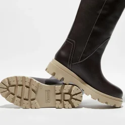Bottes en Cuir Luna marron foncé-Flattered Sale