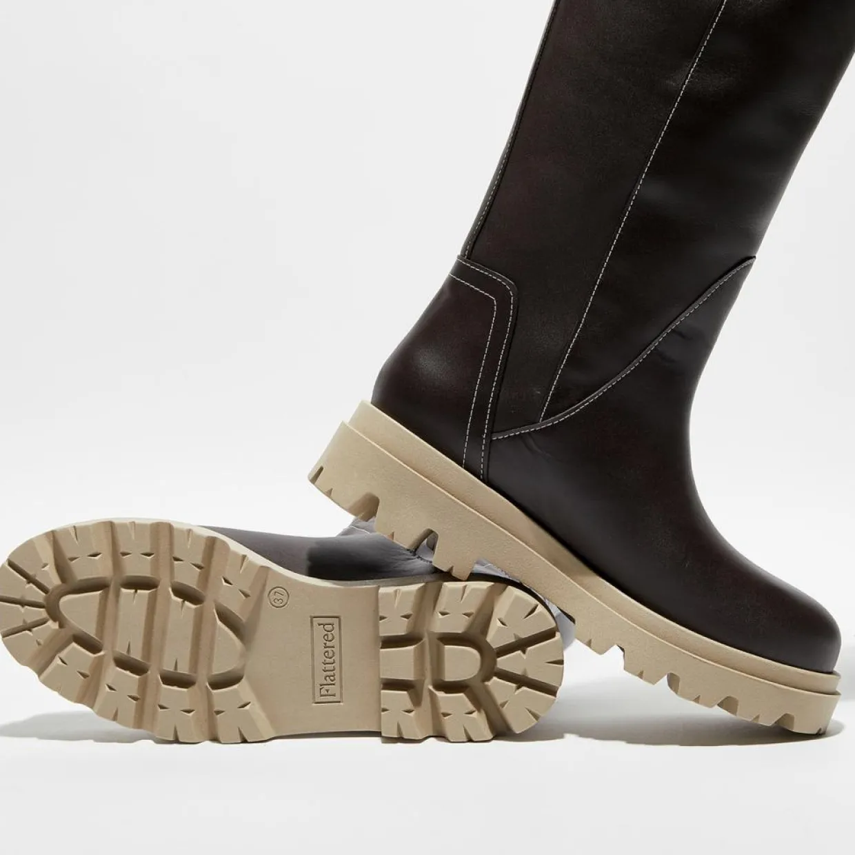 Bottes en Cuir Luna marron foncé-Flattered Sale