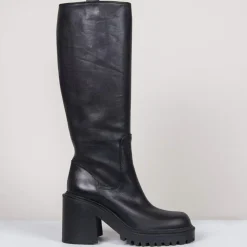 Bottes en Cuir noires - Talon 8 cm-Vic Matie Discount