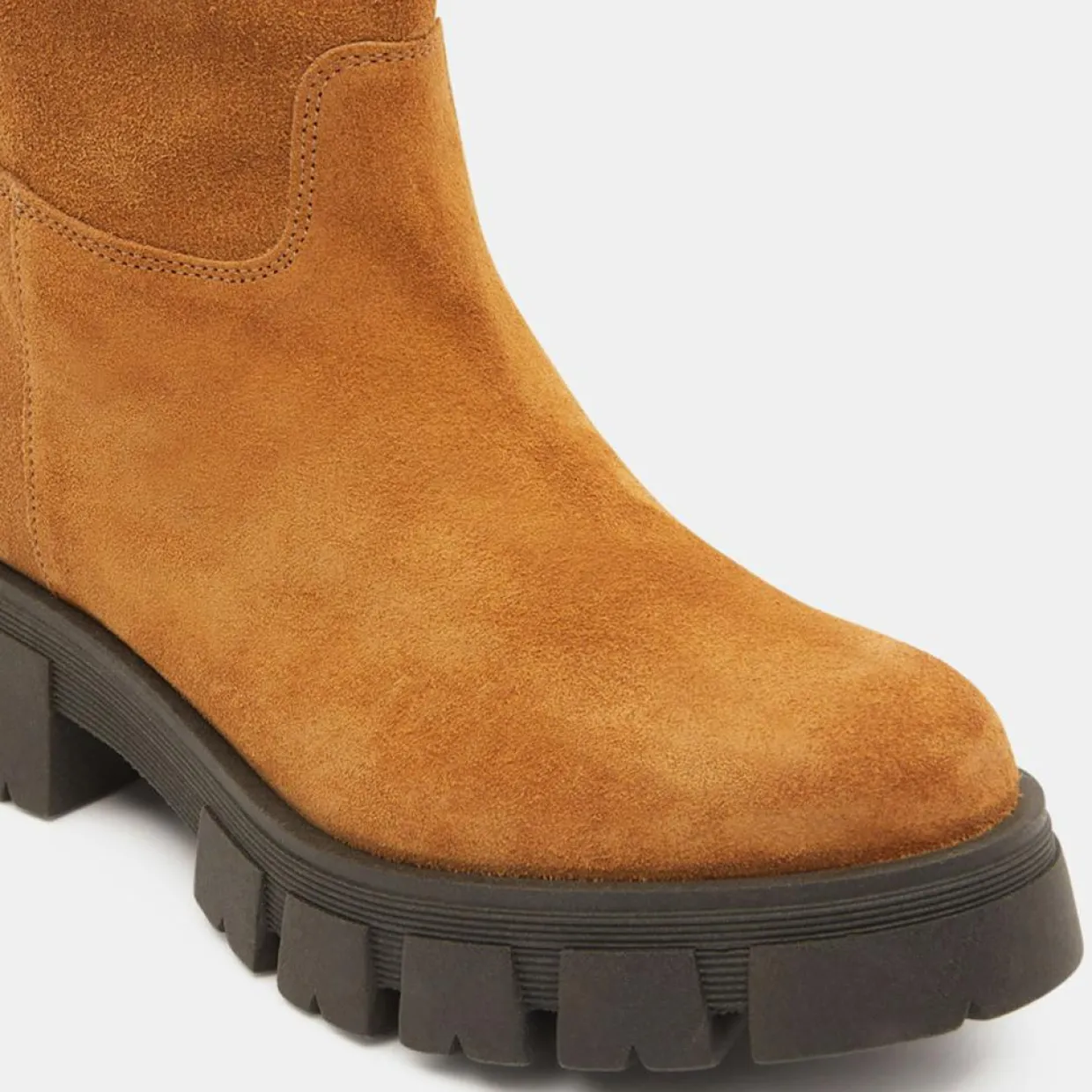 Femme Galeries Lafayette Bottines^Bottes en Cuir semelle épaisse camel - Talon 4 cm