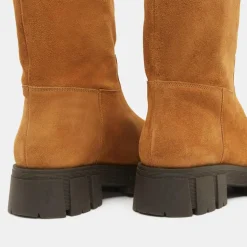 Femme Galeries Lafayette Bottines^Bottes en Cuir semelle épaisse camel - Talon 4 cm