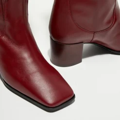 Bottes en Cuir Tessa bordeaux - Talon 5 cm-Free Lance Sale
