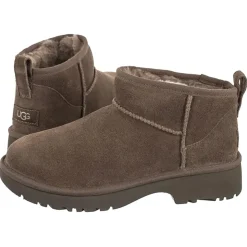 Enfant Ugg Fille^Bottes en Velours de Cuir Ultra Mini New Heights marron