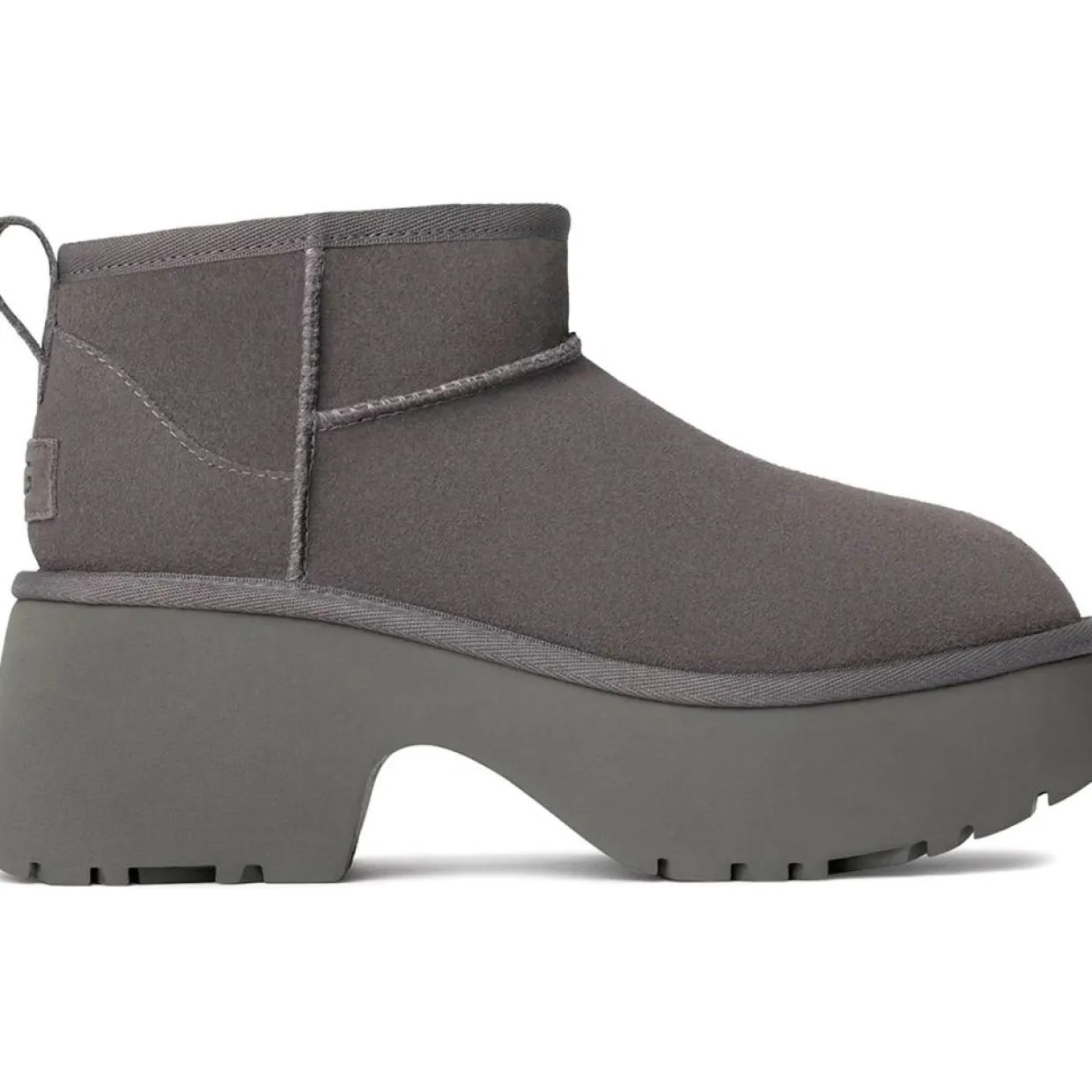 Bottes en Velours de Cuir Classic Ultra Mini New Heights grises - Talon 7 cm-Ugg Online