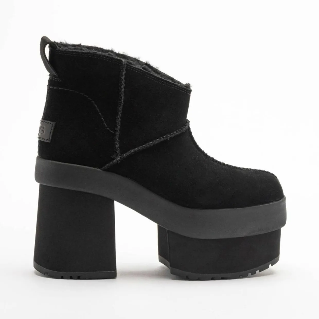 Bottes en Velours de Cuir New Heights Platform Mini noires - Talon 11,4 cm-Ugg Outlet
