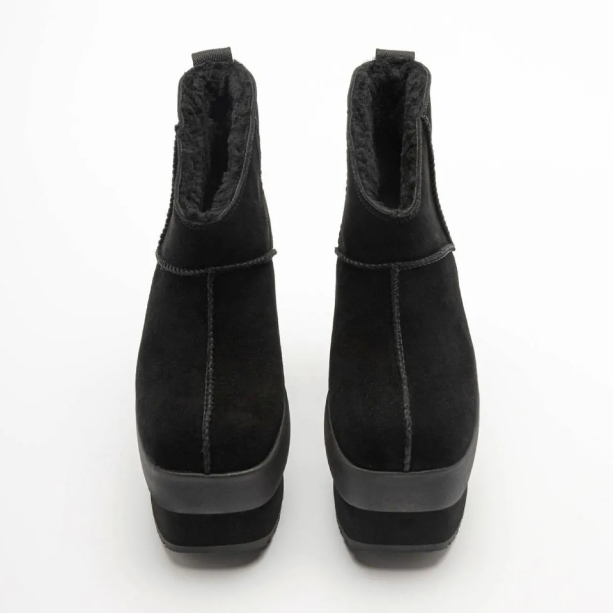 Bottes en Velours de Cuir New Heights Platform Mini noires - Talon 11,4 cm-Ugg Outlet