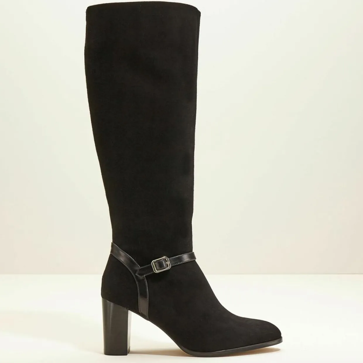 Bottes en Velours de Cuir Chloee noires - Talon 7 cm-Cosmoparis Discount