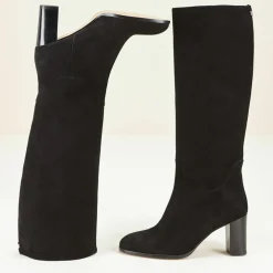 Bottes en Velours de Cuir Cavanna noires - Talon 7 cm-Cosmoparis Clearance